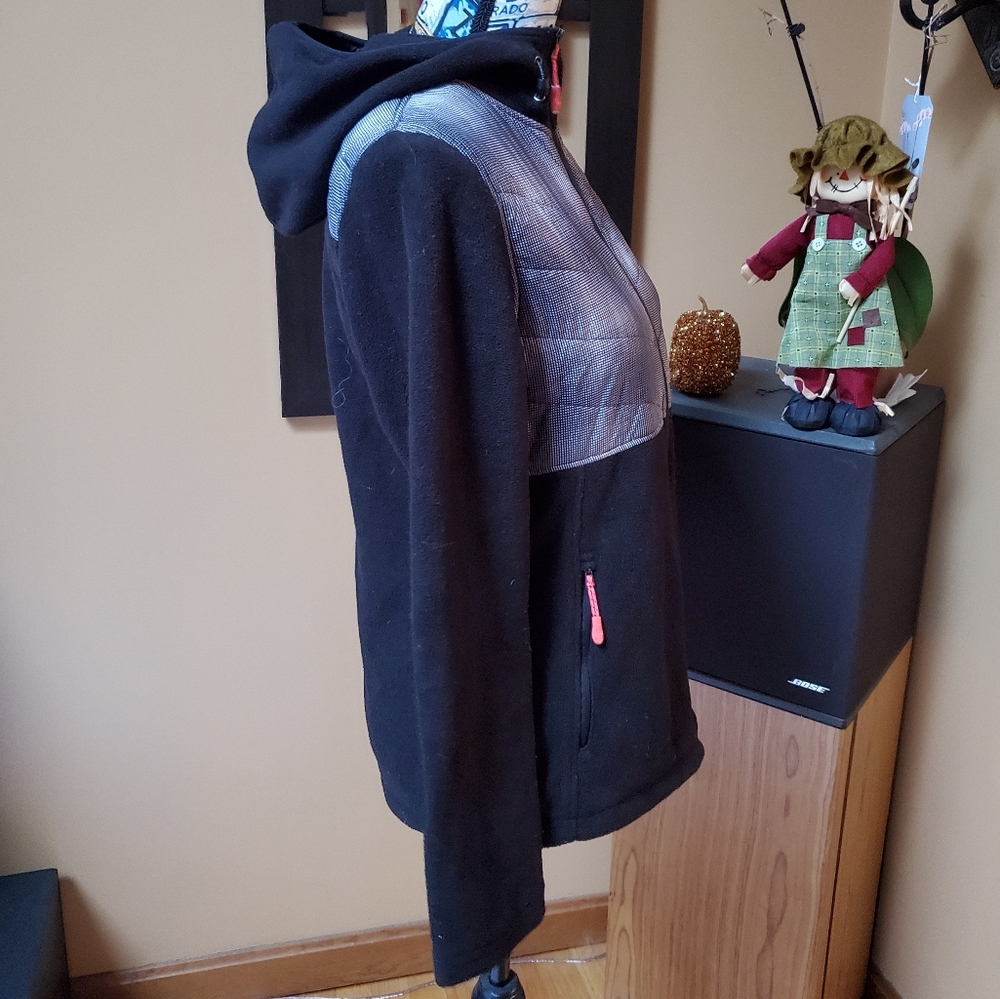 NEW BALANCE BLACK & GRAY HOODED FLEECE JACKET! - Picture 3 of 8